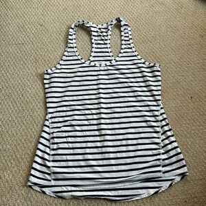 Athleta size m navy blue and white strip tank top